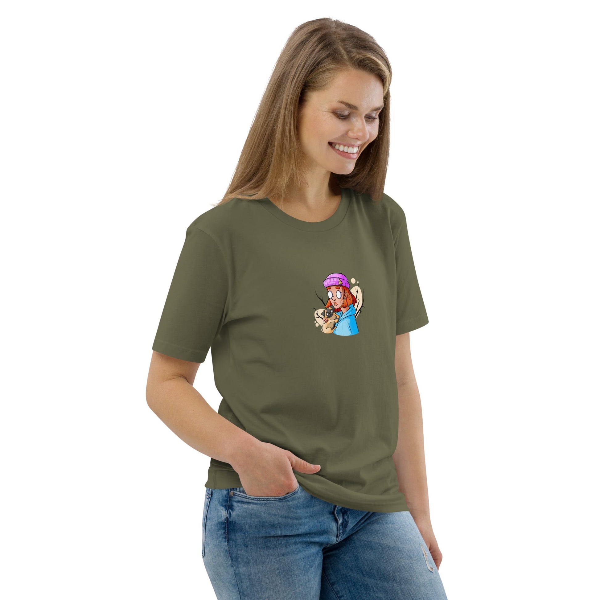 Back Printed Short Sleeve Women's Organic T - Shirt ZOMBIE MOOD 2 - BONOTEE