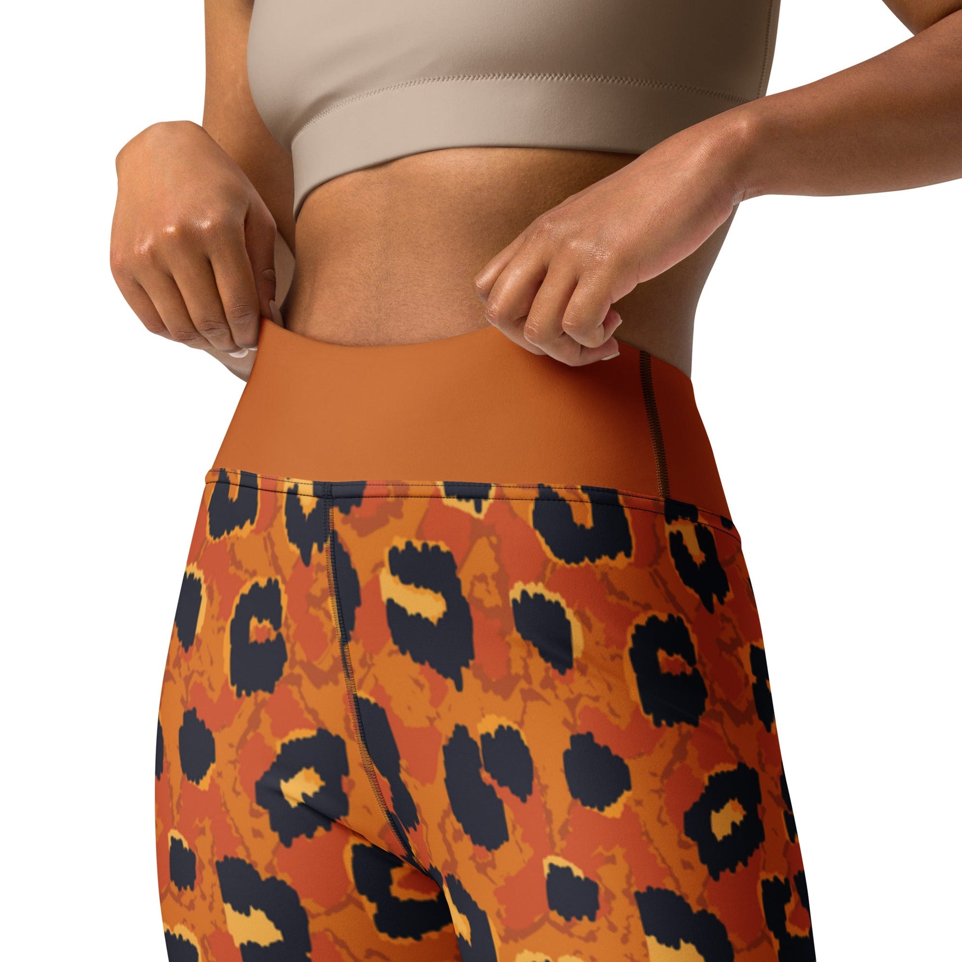 Comfortable Yoga Leggings With Leopard Brown Pattern - BONOTEE