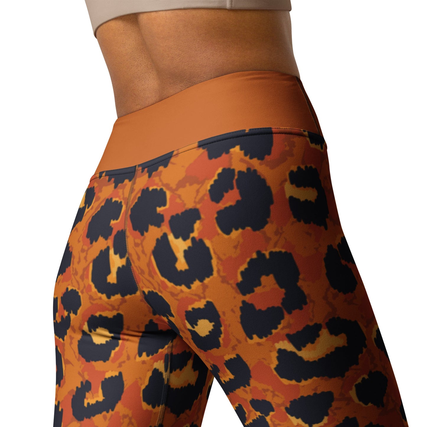 Comfortable Yoga Leggings With Leopard Brown Pattern - BONOTEE