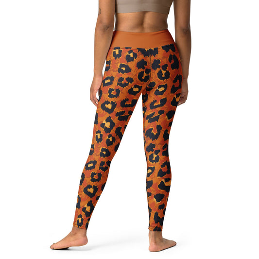 Comfortable Yoga Leggings With Leopard Brown Pattern - BONOTEE