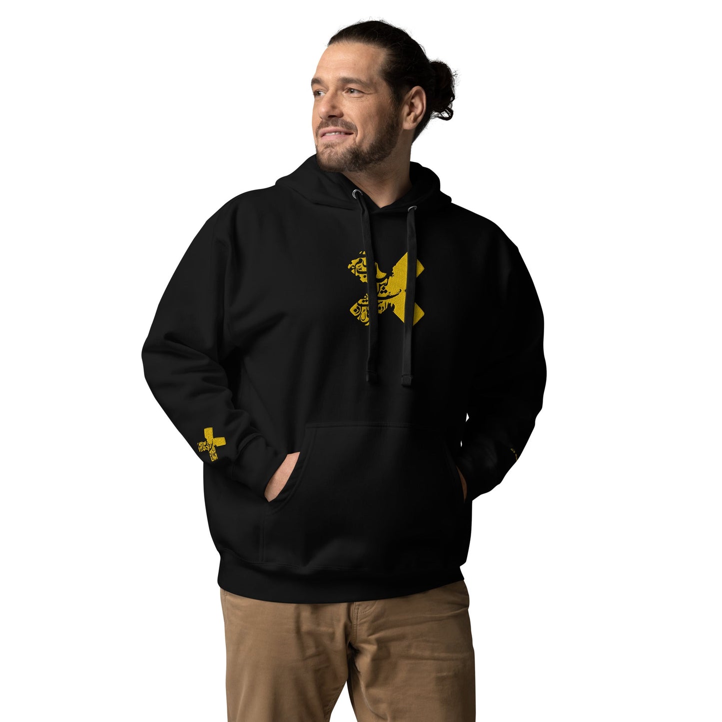 Embroidered Classic Unisex Black Hoodie THE X - BONOTEE