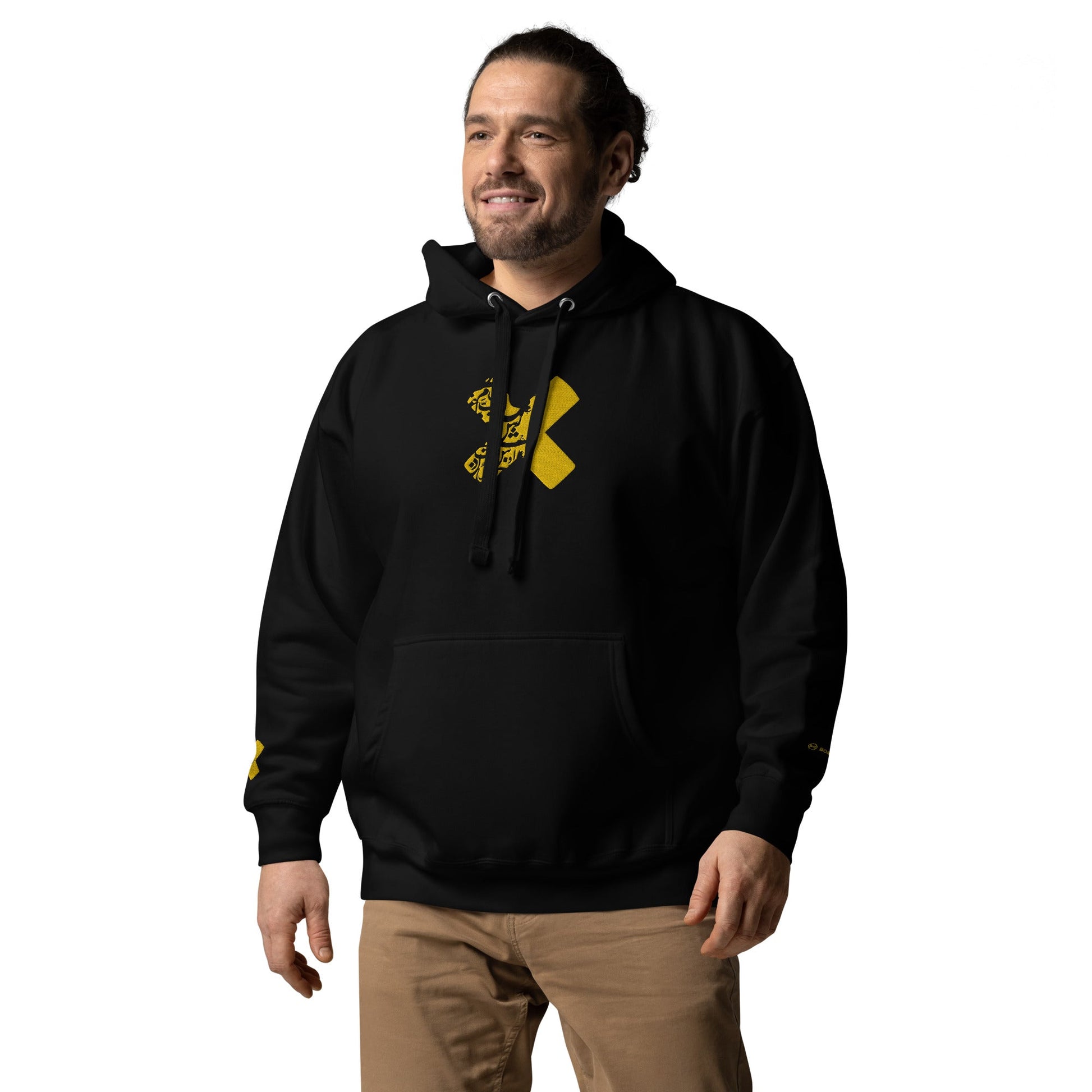 Embroidered Classic Unisex Black Hoodie THE X - BONOTEE