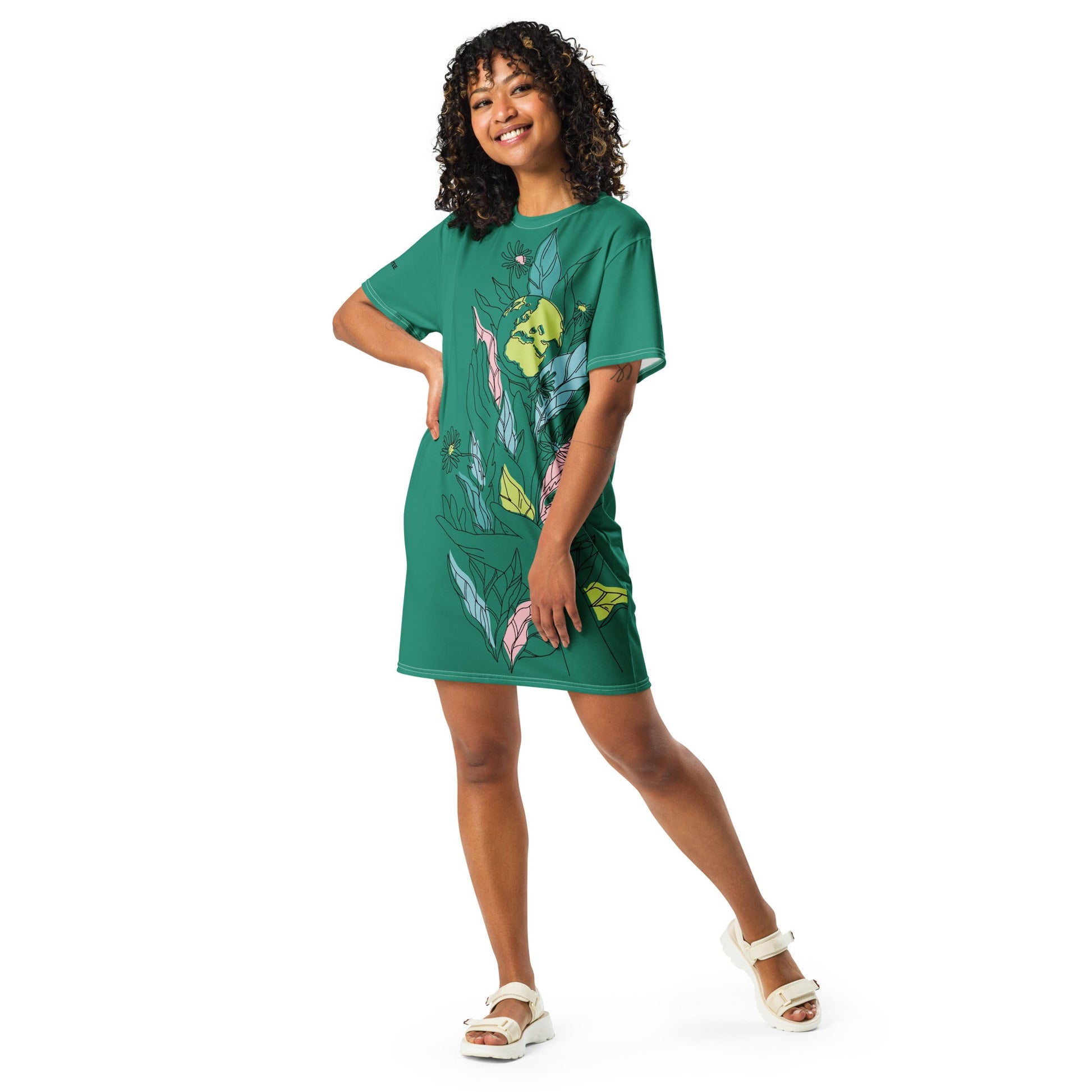 FLOWERS Women's T - Shirt Dress - BONOTEE