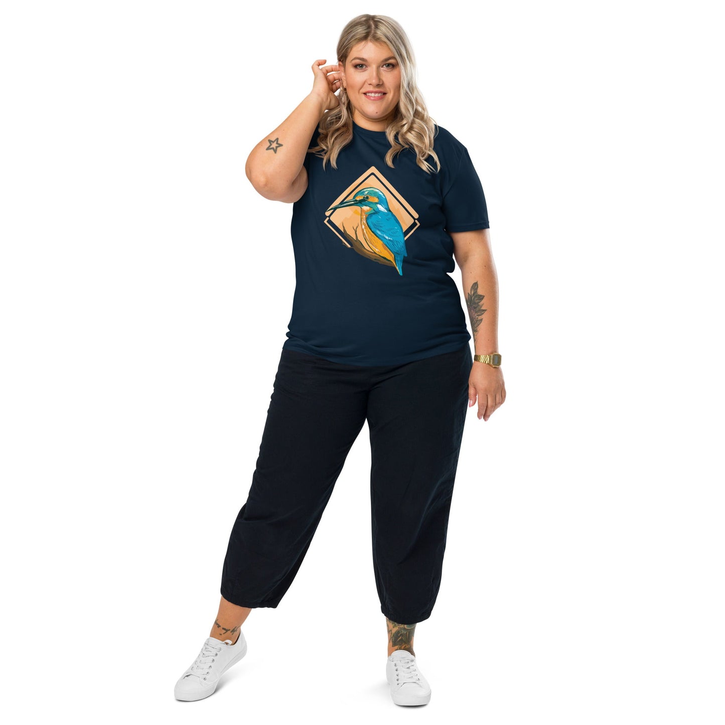 Medium Fit Short Sleeve Women's Cotton T - Shirt KINGFISHER - BONOTEE