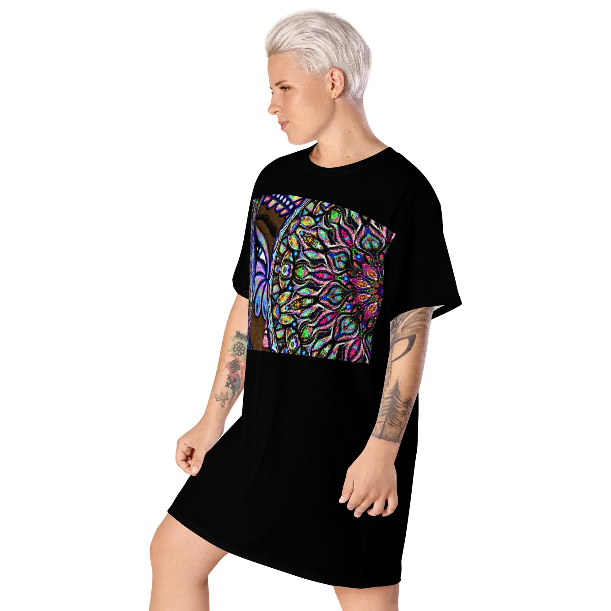 PEACOCK EYES Women's T - Shirt Dress - BONOTEE