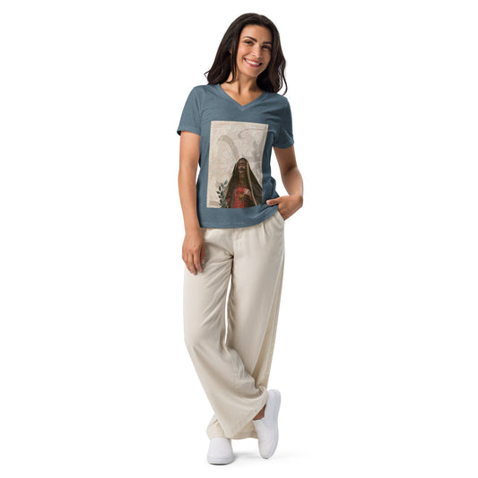 Short Sleeve Relaxed V - neck Women's T - Shirt ARAB WOMAN - BONOTEE