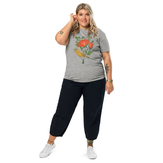 Short Sleeve Women's Organic T - Shirt FLOWER and THE BIRD - BONOTEE