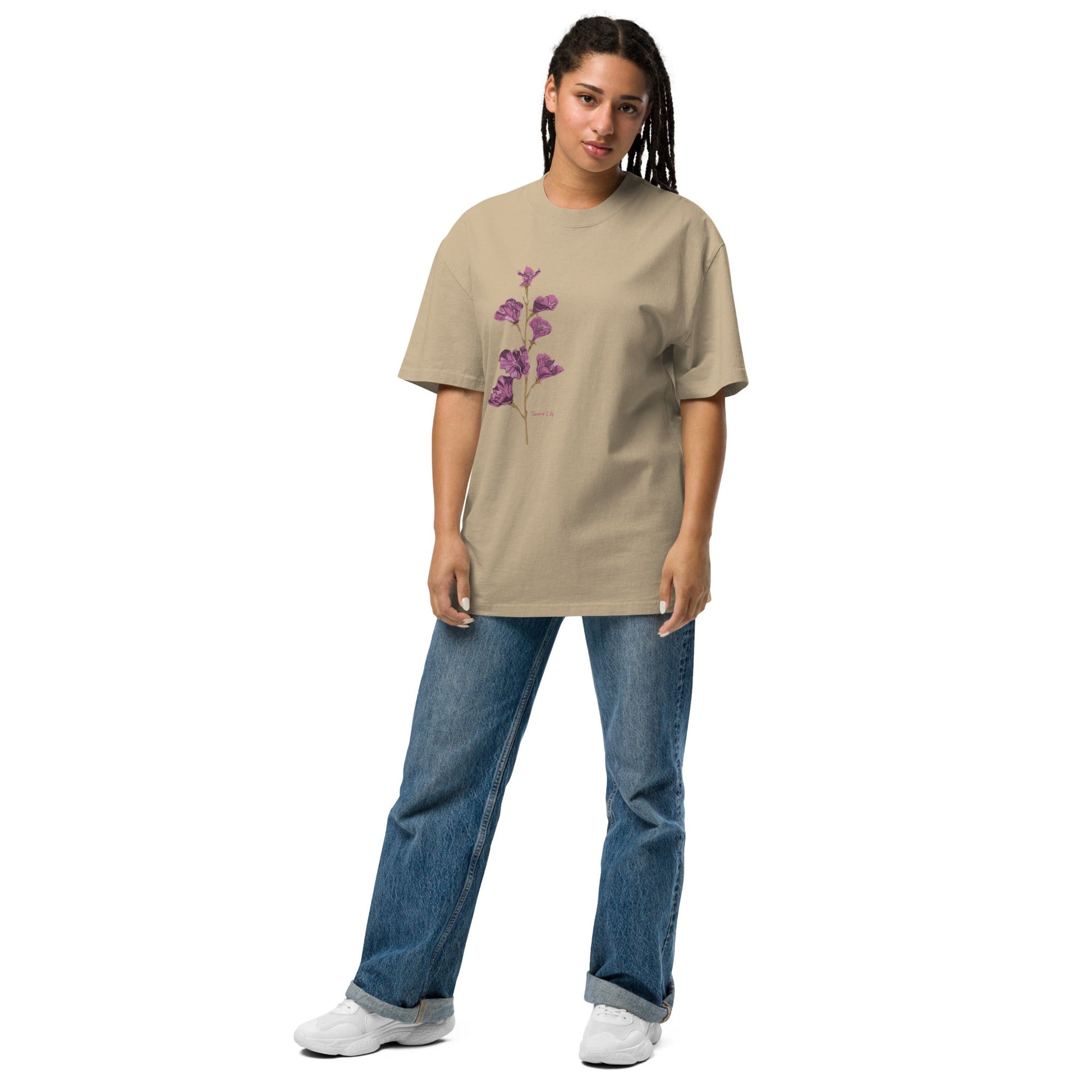 Shoulder Drop Oversized Faded Crew Neck Tee SWORD LILY - BONOTEE