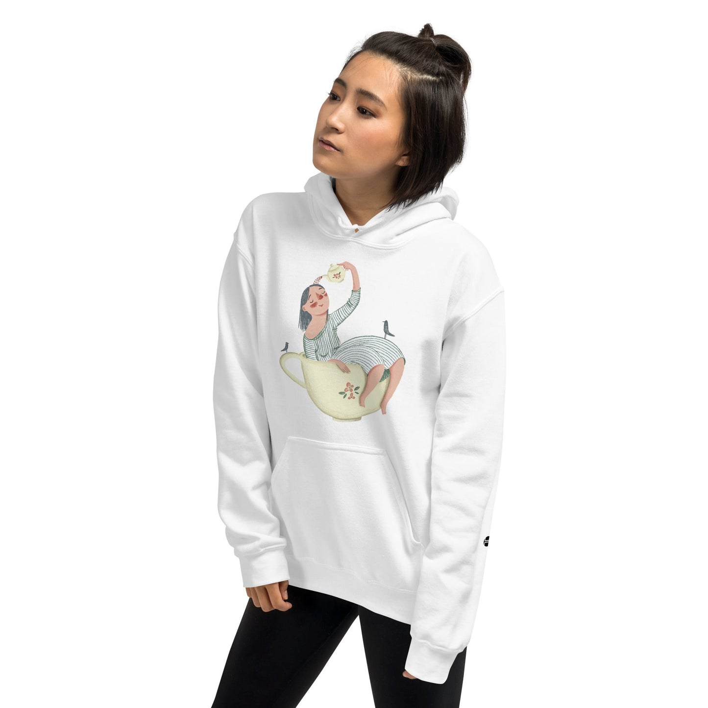 womens-fleece-hoodie-drawing-tea-white