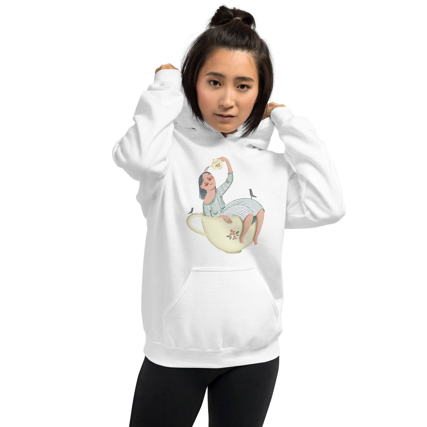 womens-fleece-hoodie-drawing-tea-white