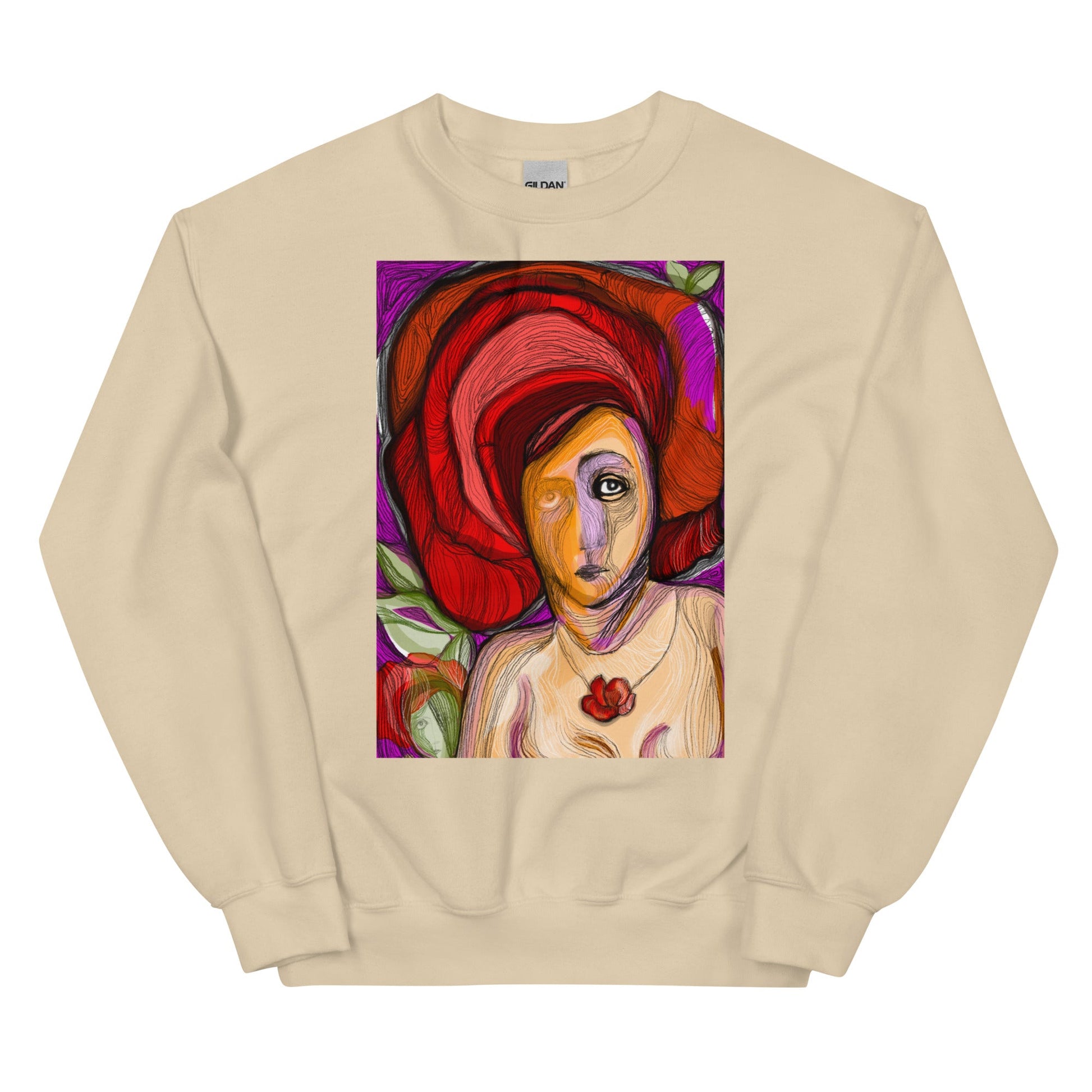 womens-classic-sweatshirt-red-flower-sand